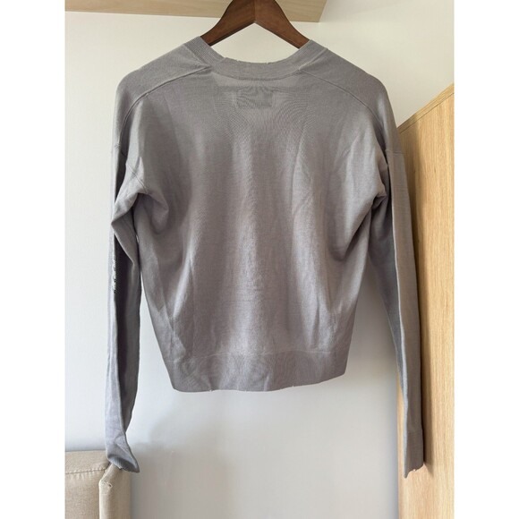 Zadig & Voltaire Womens XS Gray 100% Merino Wool Happy Army Strass Soft Sweater - Picture 2 of 11